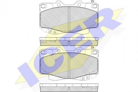 Колодки гальмівні (передні) Toyota Hilux 83-/Tacoma 94- ICER 181781 (фото 1)