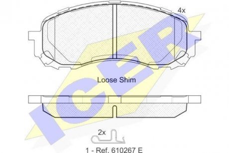 Колодки гальмівні (передні) Subaru Impreza 99-/Forester 07-/Legacy 03- ICER 181800 (фото 1)