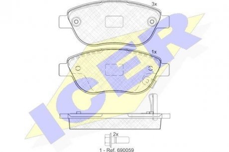 Колодки гальмівні (передние) Opel Corsa D/Mk 06- ICER 181809 (фото 1)