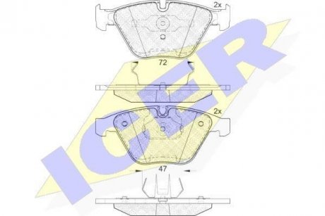 Колодки гальмівні (передні) BMW 3 (E90/E91/E92/E93) 04-13/X1 (E84) 09-15/Z4 (E89) 09-16 ICER 181814 (фото 1)