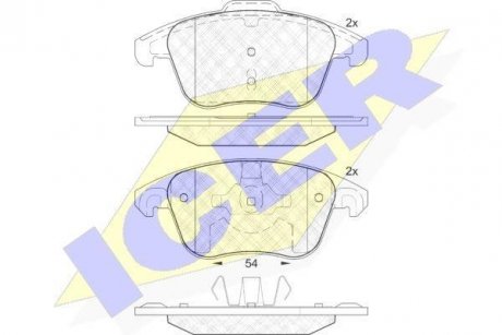 Колодки гальмівні (передние) Citroen C4 04-/Peugeot 207/307/308/3008 02- ICER 181866-200 (фото 1)