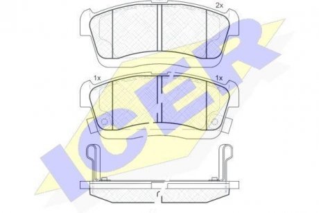 Колодки гальмівні (передні) Subaru Justy IV 07-/Toyota Passo II 10-/Pixis Mega 15- ICER 181872 (фото 1)