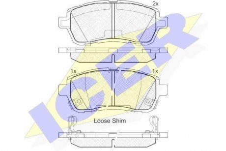 Колодки гальмівні (передние) Mazda 2 III 07-15/Subaru Justy 07-/Suzuki Swift 10- ICER 181881-200 (фото 1)