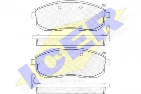 Колодки гальмівні (передние) Nissan Juke 10-/Teana II 07-/Infiniti ESQ 14-/I30-97- ICER 181882-200 (фото 1)