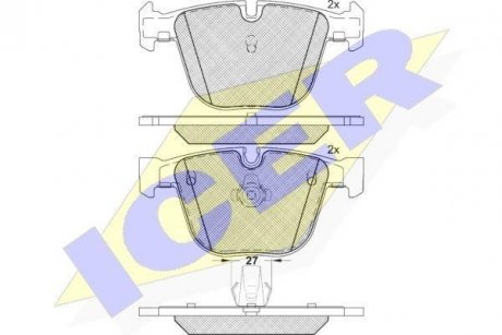 Колодки гальмівні (задние) BMW 5 (F07) 09-/7 (F01-F04) 08-15/X5 (E70/F15/F85)/X6 (E71/E72/F16) 06- ICER 181949 (фото 1)