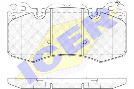 Колодки гальмівні (передние) Land Rover Range Rover III/IV 02-/Range Rover Sport 05-/Discovery V 16- ICER 181956 (фото 1)