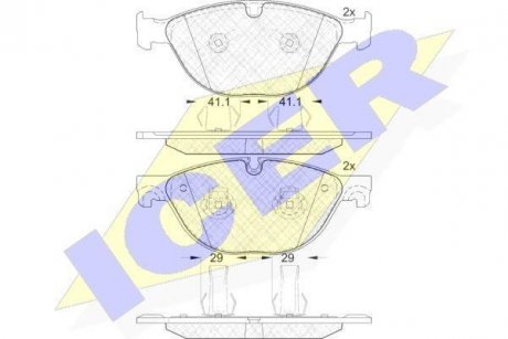 Колодки гальмівні (передние) Jaguar F-Type 12-/XF-08-/XJ 09-/XK 06-14 ICER 181980 (фото 1)