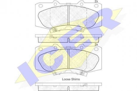 Колодки гальмівні (передні) Toyota Hilux 05-/Fortuner 04-15 ICER 182006 (фото 1)