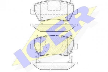 Колодки гальмівні (передні) Nissan Micra 10-/Note 13-/Tiida 07- ICER 182019 (фото 1)