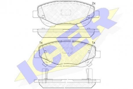 Колодки гальмівні (передние) Toyota Avensis 08-18/Verso 09-18 ICER 182022