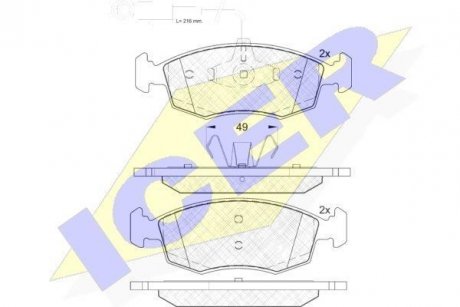 Колодки гальмівні (передні) Fiat 500/500C/Punto/Grande Punto/Punto Evo 07- ICER 182033 (фото 1)