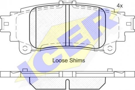 Колодки гальмівні (задние) Lexus GS IV 11-/IS III 13-/RC 14-/Toyota Prius III 08-/Verso 09- ICER 182050 (фото 1)