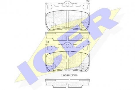 Колодки гальмівні (задние) Lexus GS III/IV/IS II/III 05-/Toyota Crown XII/XIII 03-12/Mark X/Reiz 04- ICER 182060 (фото 1)