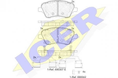 Колодки гальмівні (передні) Ford Transit Courier/Tourneo Courier 14-/Fiesta VI 08-/B-Max 12- ICER 182108-203 (фото 1)