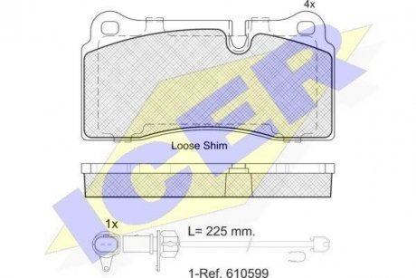 Колодки гальмівні (задні) Audi Q7 06-16/R8 07-/Lamborgina Diablo 90-00 (+датчики) ICER 182121-203 (фото 1)