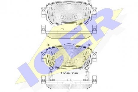 Колодки гальмівні (задние) Nissan Leaf 17-/Qashqai/X-trail 13-/Renault Kadjar 15-/Koleos 16- ICER 182188 (фото 1)