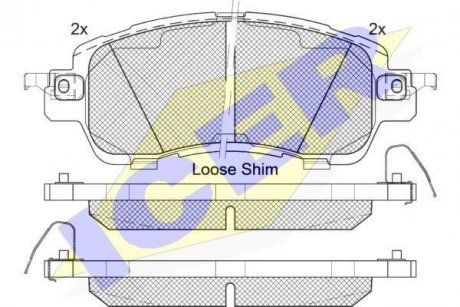 Колодки гальмівні (передні) Mazda 2 14-/Nissan Sunny/Toyota Yaris 11- ICER 182235 (фото 1)