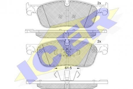 Колодки гальмівні (передние) Land Rover Discovery Sport 14-/Range Rover Evoque 11-/Jaguar E-Pace 17- ICER 182236 (фото 1)