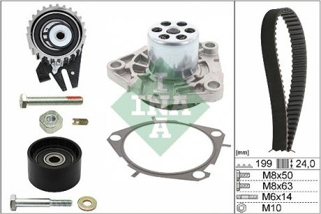 Комплект ГРМ + помпа Fiat Doblo 2.0D 10-/Opel Zafira B 1.9CDTi 05- (199х24) INA 530 0562 30 (фото 1)