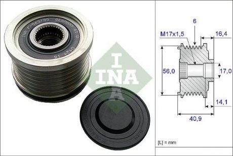 Шків генератора Alfa Romeo Brera/Giuletta/Spider/Lancia Delta 1.8 09- INA 535 0213 10 (фото 1)