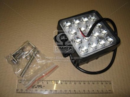 Фара LED квадратная 48W, 16 ламп, 108*128мм, 3300Lm узкий луч 9-32V 6000K (LITLEDA,) JUBANA 453701051