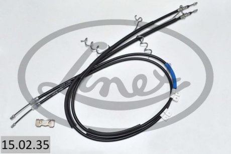 Трос ручника (задній) Ford Connect 02- (+ABS) (низька база)(дисковий гальма) LINEX 15.02.35 (фото 1)