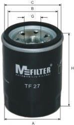 Фільтр масляний двигуна MAZDA, MITSUBISHI (вир-во) M-FILTER TF27 (фото 1)
