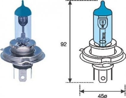 Автолампа H4 12V 60/55W P43t Blue Light MAGNETI MARELLI 002602100000 (фото 1)