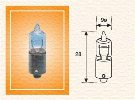 Автолампа H6W 12V 6W BAX9s Standard (H6W 12V) MAGNETI MARELLI 002701100000 (фото 1)