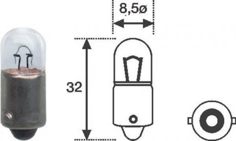 Автолампа T3W 12V 3W BA9s Standard (T3W 12V) MAGNETI MARELLI 002893200000 (фото 1)