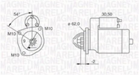 Стартер Citroen Berlingo/Jumper/Peugeot Boxer/Expert 94-02 (1 kw) (z=9) MAGNETI MARELLI 063720566010 (фото 1)