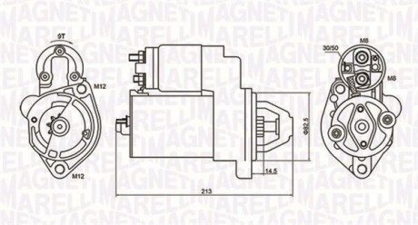 Стартер Audi A6 (C4/C5) 1.8/2.0 94-05 (1.1 kw) (z=9) MAGNETI MARELLI 063720612010 (фото 1)