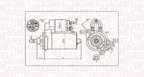 Стартер Skoda Octavia I 1.9 SDI/TDI/MB V-class (638) 2.8 (1.7kw) (z=9) MAGNETI MARELLI 063720713010 (фото 1)