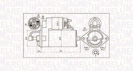 Стартер BMW 5 (E34/E39/E60) M57/M51 (2kw) (z=9) MAGNETI MARELLI 063720984010 (фото 1)