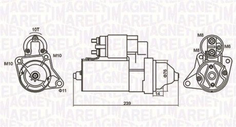 Стартер Ford Escort/Focus/Mondeo II 1.6-2.0 95-13 (12V/1.4kw) (10z) MAGNETI MARELLI 063721107010 (фото 1)