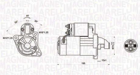 Стартер Mazda 323/MX-3/MX-5 85-05 (1kw) (z=8) MAGNETI MARELLI 063721136010 (фото 1)