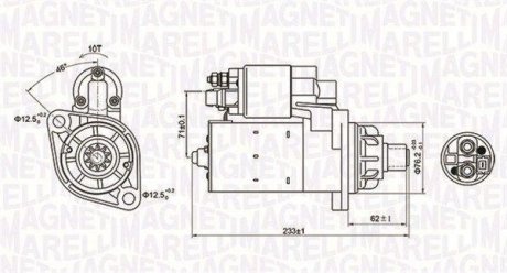 Стартер Audi A3/VW Golf/Sharan/Skoda Octavia/Seat Alhambra/Leon/Toledo 1.8 95-10 (1.1kw)(z=10) MAGNETI MARELLI 063721337010 (фото 1)