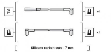 Проводи запалювання Lada Niva 1.7 96-06 (к-кт) (MSK1233) MAGNETI MARELLI 941318111233 (фото 1)
