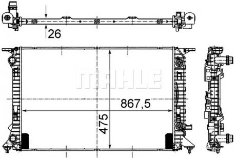 Радиатор охолодження Audi A4/A5/A6/Q3/Q5 1.4-3.0d 07-16 (АКПП) MAHLE / KNECHT CR 910 000S (фото 1)