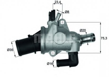 Термостат Alfa Romeo 156 02-06/GT 03-10 2.0JTS MAHLE / KNECHT TI 174 88 (фото 1)