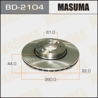 Диск тормозной передний Nissan Micra (02-10), Note (06-16) (Кратно 2 шт) MASUMA BD2104 (фото 1)