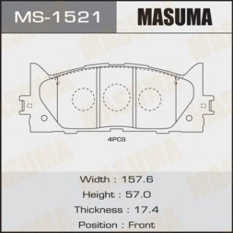 Колодки гальмівні передн Toyota Camry (06-) (MS-1521) MASUMA MS1521 (фото 1)