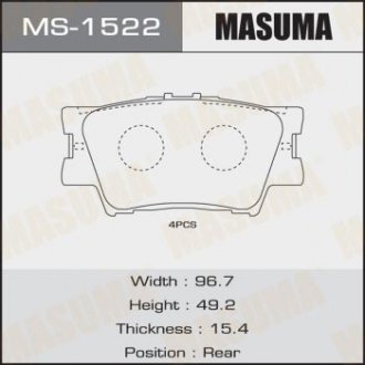 Колодки гальмівні задн Toyota Camry (06-), RAV 4 (05-) (MS-1522) MASUMA MS1522 (фото 1)