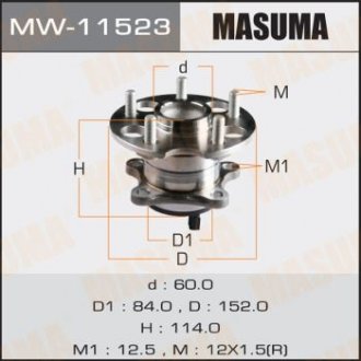 Ступица колеса заднего в сборе с подшипником Toyota Venza (09-16) (с ABS) MASUMA MW11523 (фото 1)