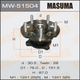 ПОДШИПНИКИ СТУПИЧНЫЙ УЗЕЛ HONDA CR-V, RE4 MASUMA MW51504 (фото 1)