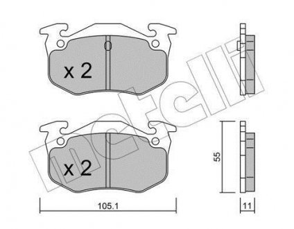 Колодки гальмівні (задні) Citroen Saxo/Xsara/Peugeot 105/205/206/306/309 84- Metelli 22-0038-0 (фото 1)