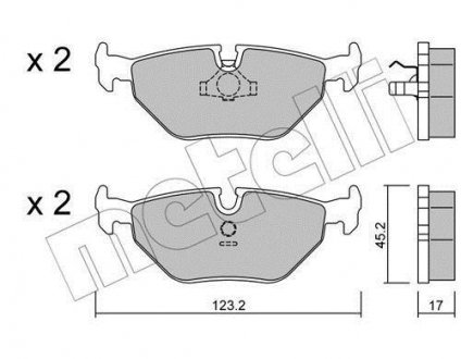 Колодки гальмівні (задние) BMW 3 (E30/E36/E46) 90-98/ 5 (E34) -97 (Teves) Metelli 22-0125-0 (фото 1)