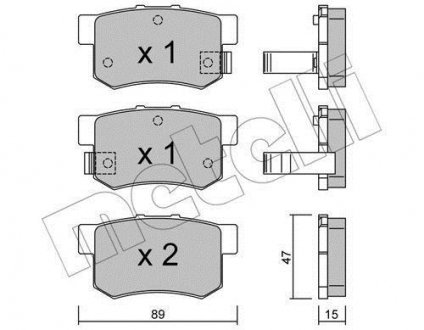 Колодки гальмівні (задние) Suzuki SX4/Swift 06-/Honda Accord 91-93/Civic 95-/Fiat Sedici 06-14 Metelli 22-0173-0 (фото 1)