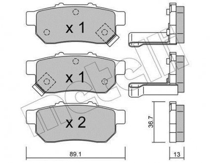 Колодки гальмівні (задние) Honda Jazz III/IV 02- Metelli 22-0176-1 (фото 1)