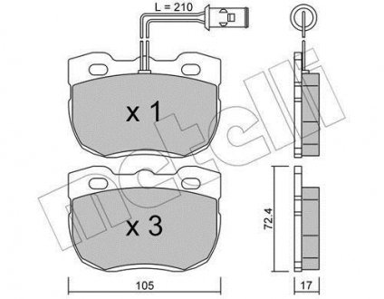 Колодки гальмівні (передні) Land Rover Discovery/Range Rover 88-98 (+ датчик) Metelli 22-0177-0 (фото 1)